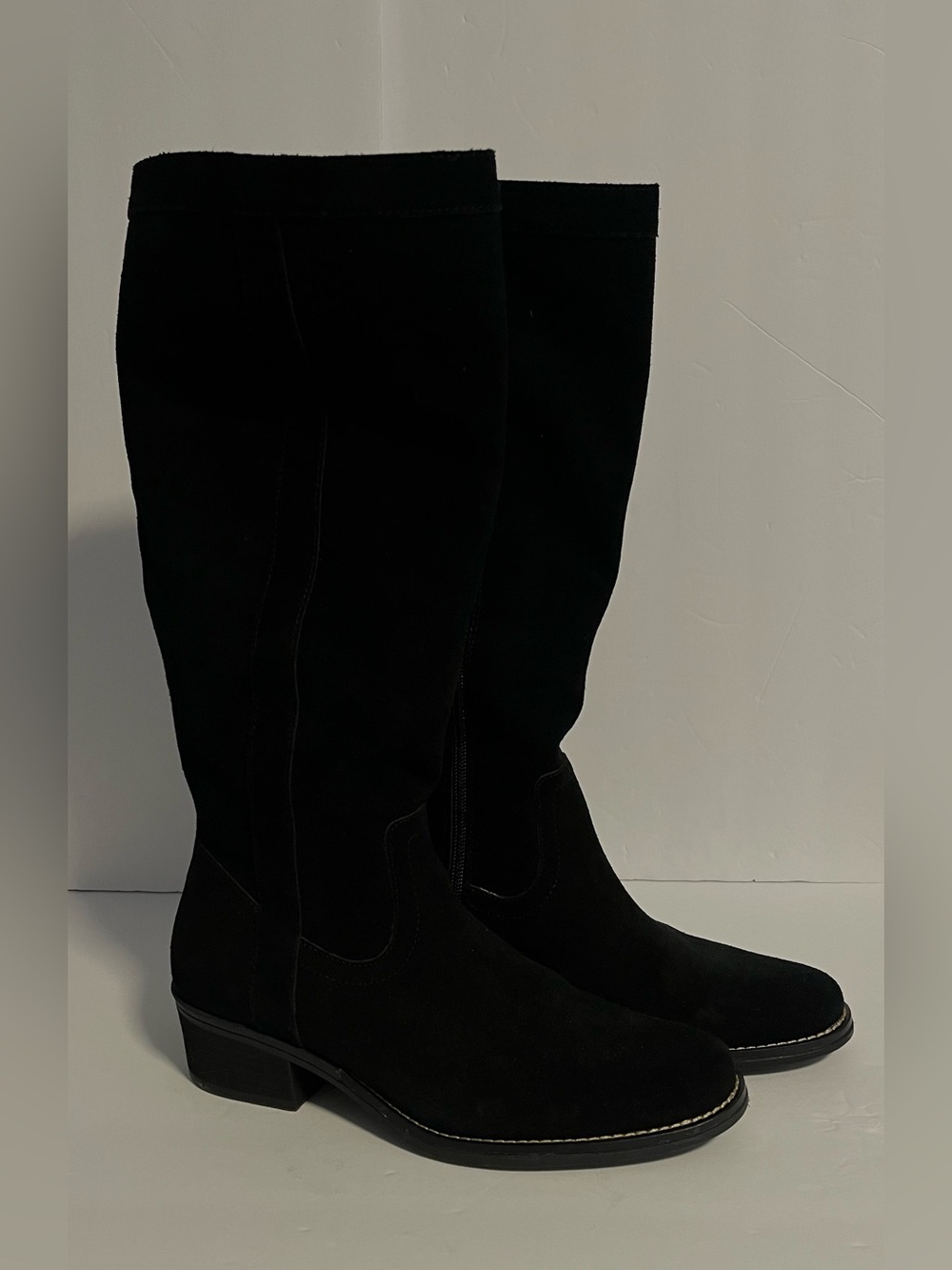 White Mountain Women’s Altitude Calf Knee High  Black Suede  Boots Size 7 1/2M